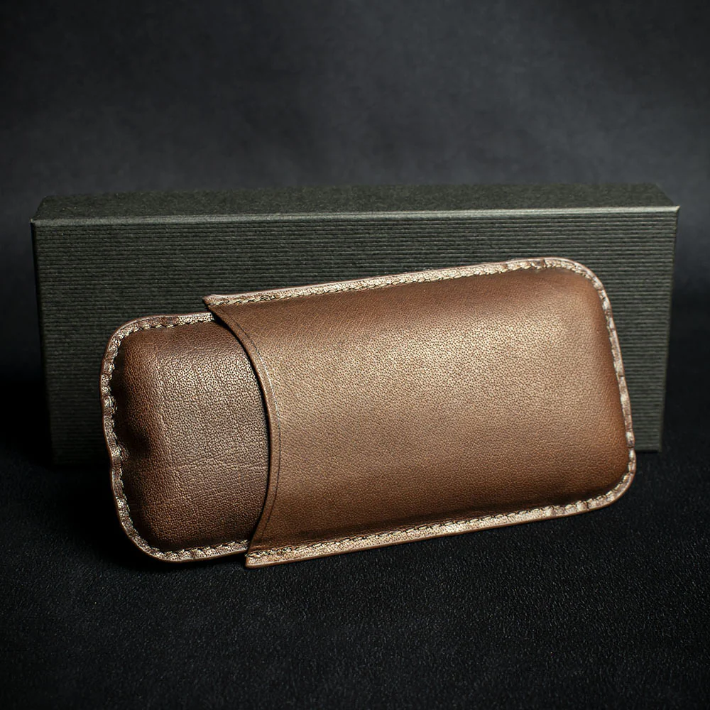 Artamis Brown Leather Cigar Case - 2 Robustos - Image 2