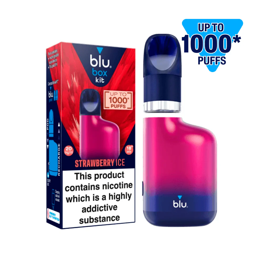 blu box kit Recharchable Device + Strawberry Ice Vape Pod 2ml 20mg/ml Nicotine - Image 3