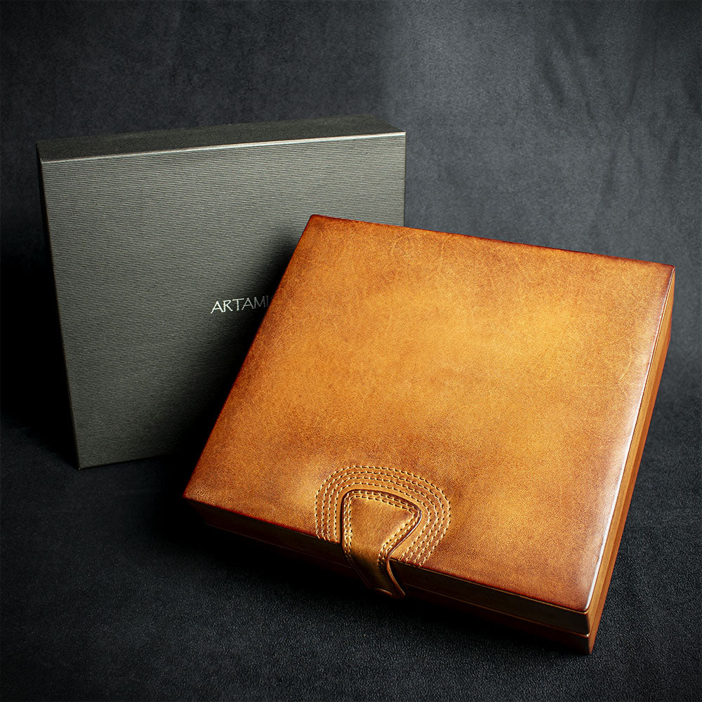 Brown Antique Leather Travel Humidor - 20 Cigars - Image 2