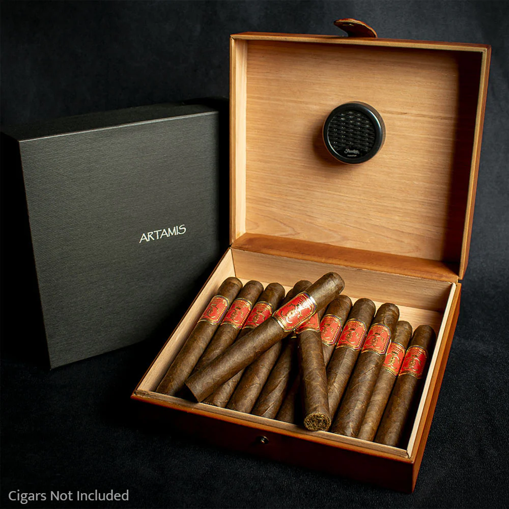 Brown Antique Leather Travel Humidor - 20 Cigars - Image 3