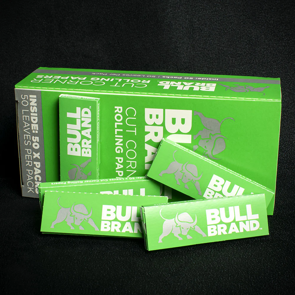 Bull Brand Green Cut Corners Rolling Papers - 50 Pack