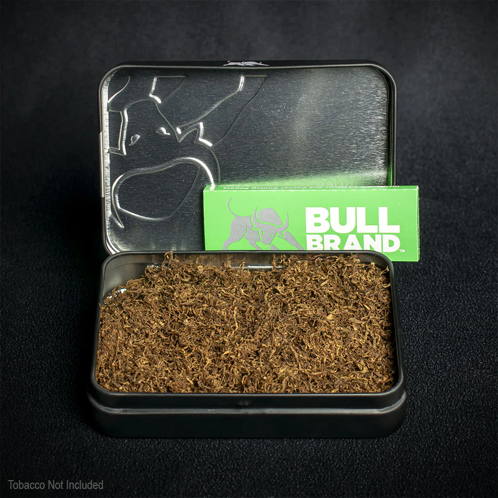 Bull Brand Tobacco Tin with Papers - Black - Image 2
