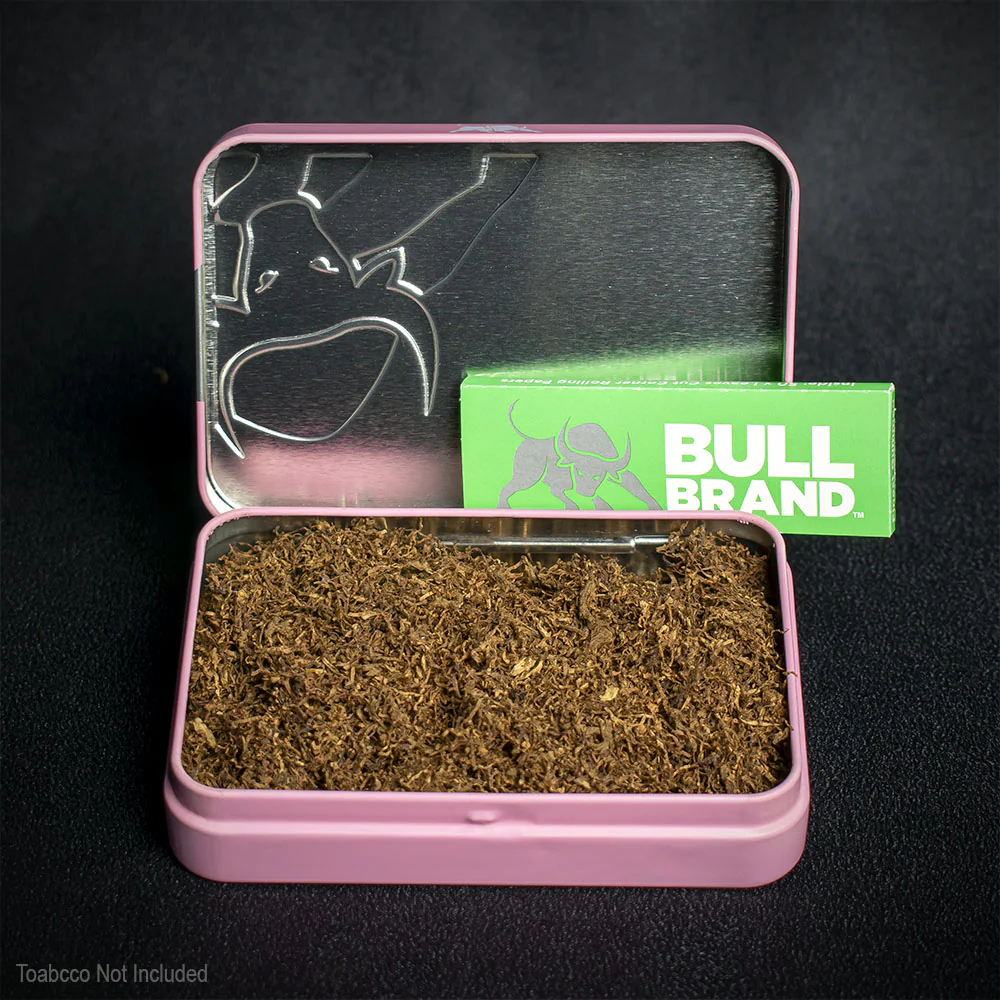 Bull Brand Tobacco Tin with Papers - Pink - Image 2