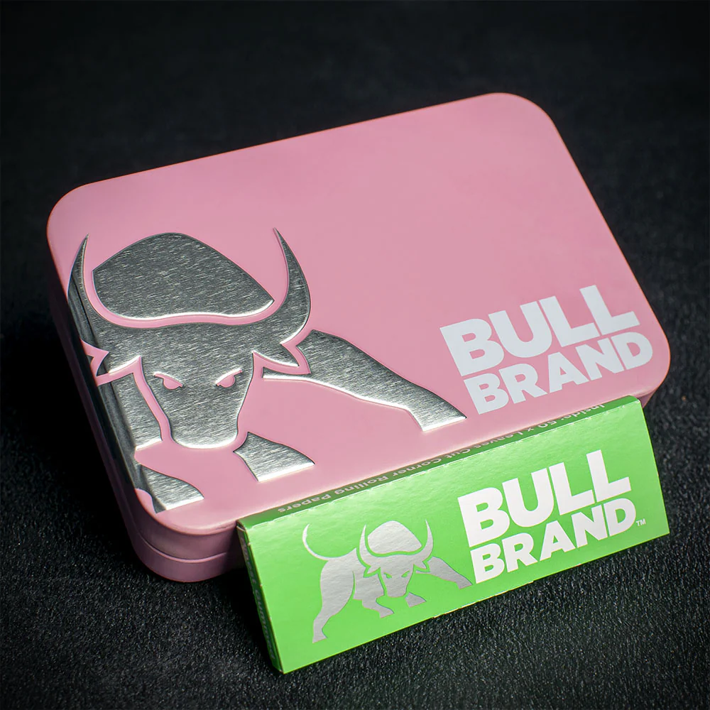 Bull Brand Tobacco Tin with Papers - Pink - Image 3