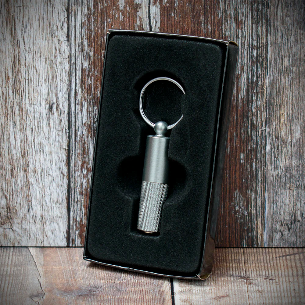 Compact 7mm Cigar Punch with Key Ring - Satin Silver - Image 3