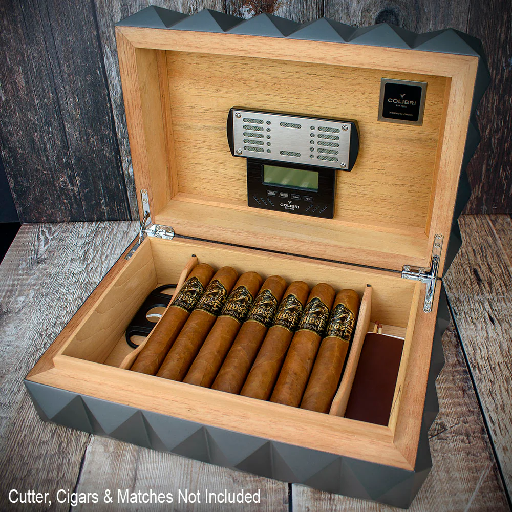 Colibri Quasar Desktop Humidor Grey - 40/45 Cigar Capacity - Image 3