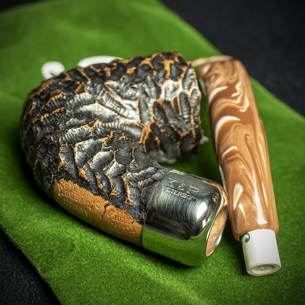 Peterson of Dublin Derry Rusticated Briar Smoking Pipe - Shape 338 - 9mm - Image 4