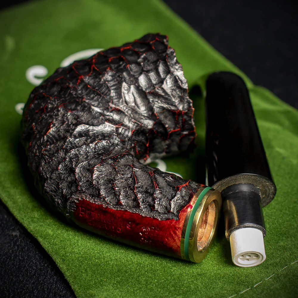 Peterson of Dublin Emerald Rusticated Briar Smoking Pipe - Shape 05 - 9mm - Image 4