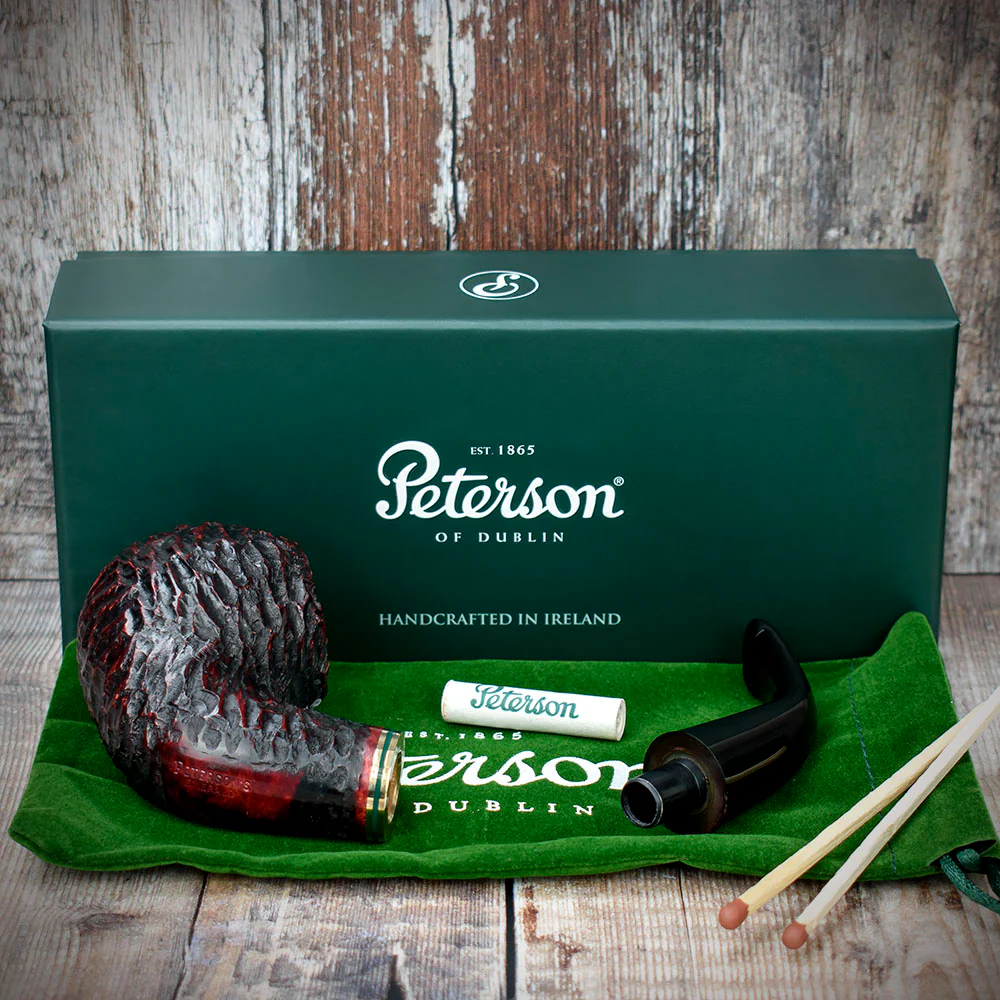 Peterson of Dublin Emerald Rusticated Briar Smoking Pipe - Shape XL02 - 9mm - Image 4