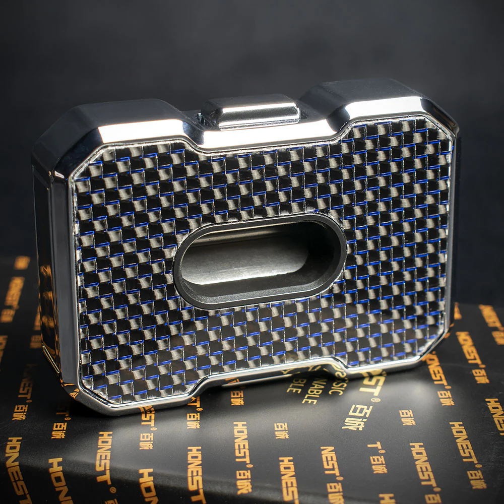 Honest "V" Cigar Cutter - Blue Carbon - Image 3
