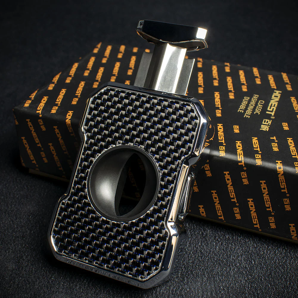 Honest "V" Cigar Cutter - Blue Carbon - Image 4