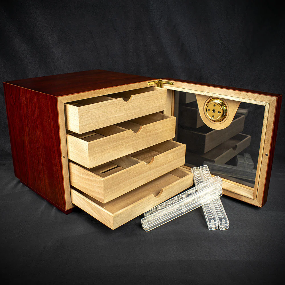 Humidor 4 Drawer Cabinet Cherry Finish - 50 Cigar Capacity - Image 2