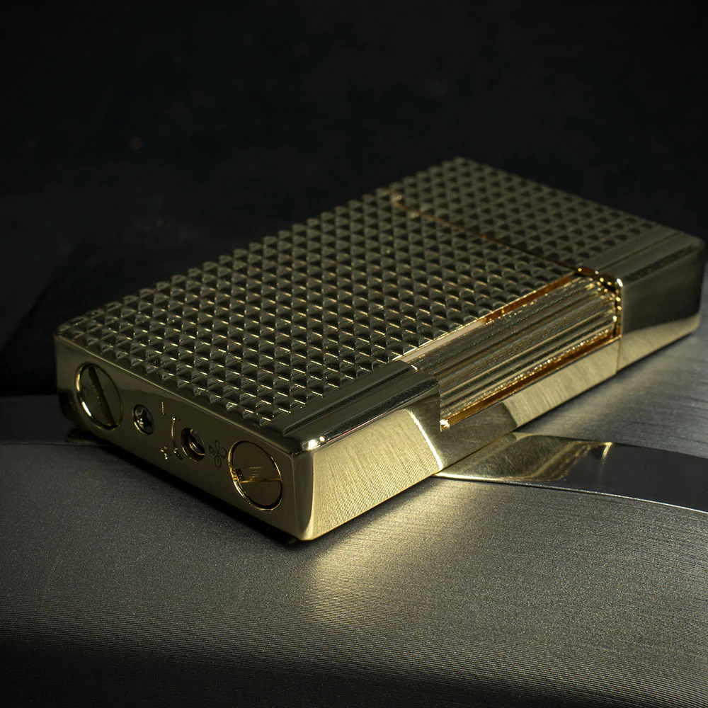 Jean Claude Dustin Cigarette Lighter - Gold Waffle - Image 3