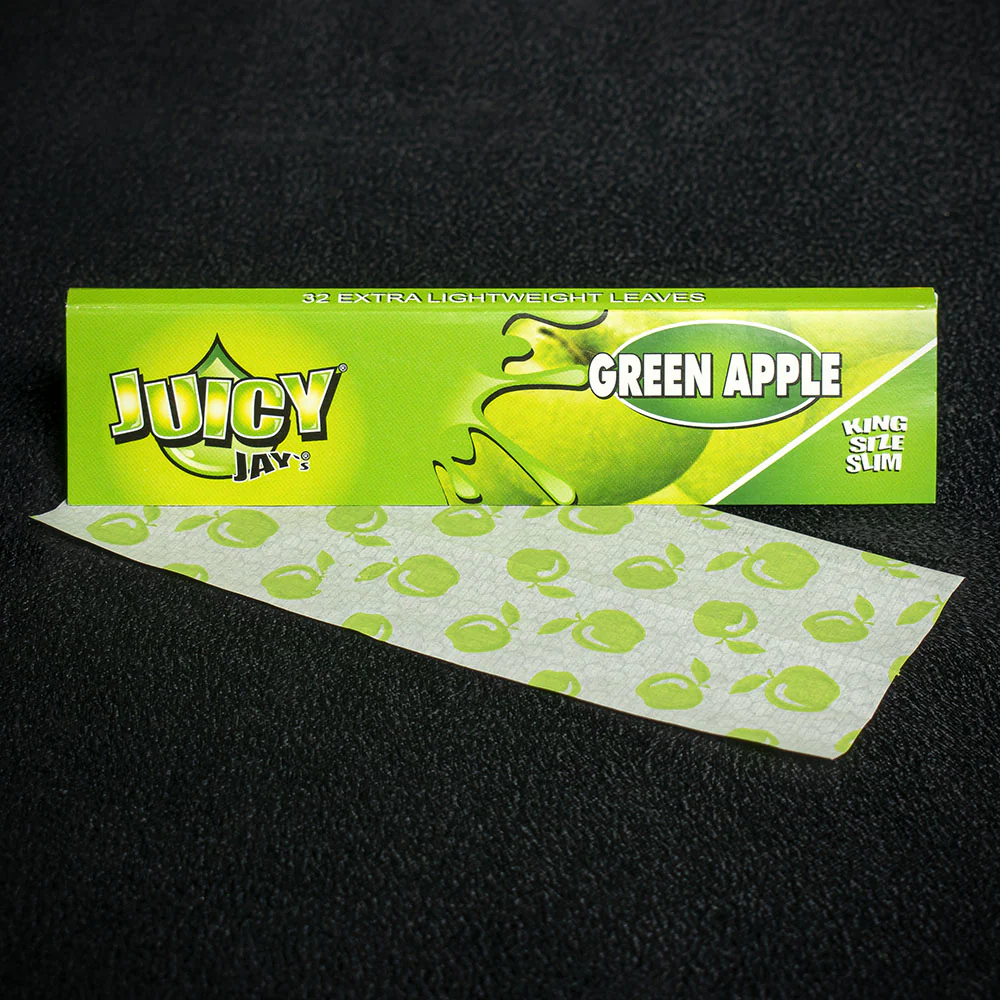 Juicy Jay's King Size Slim Rolling Papers - Green Apple
