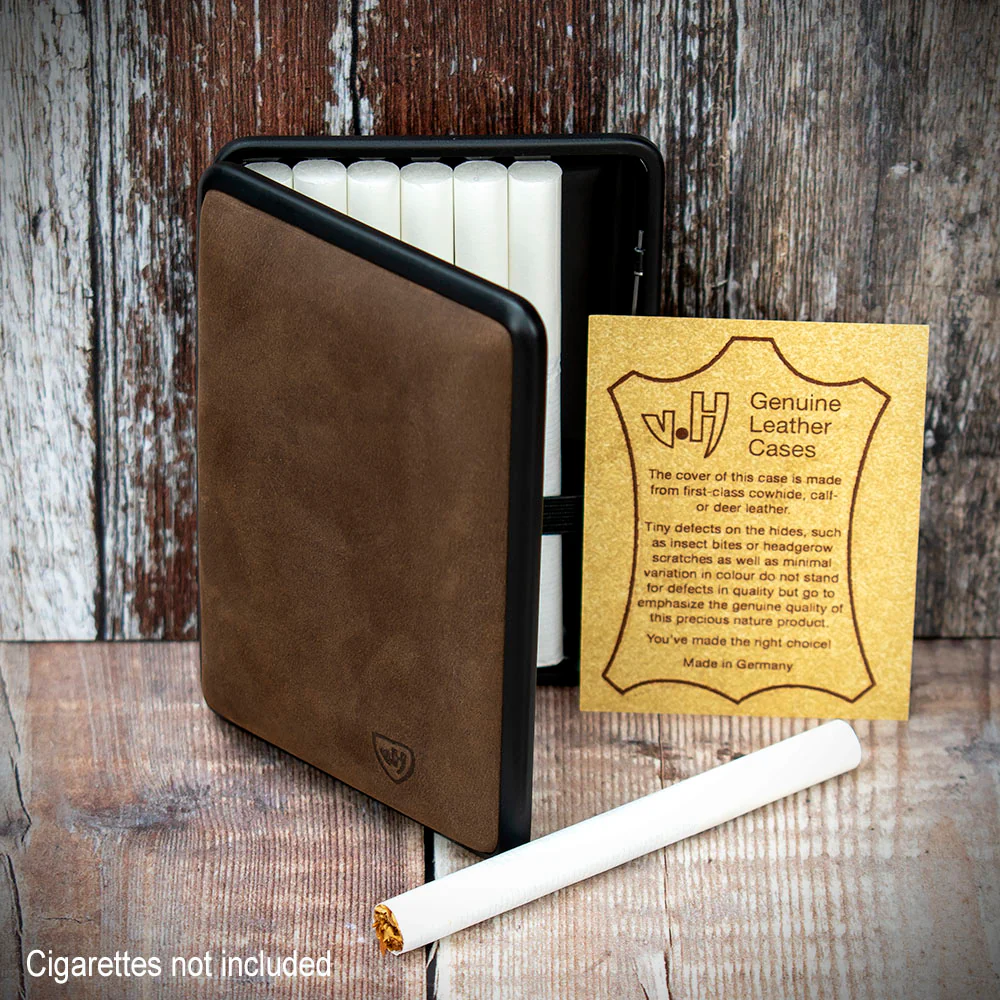 Kingsize Cigarette Case Vom Hofe Brown Suede Leather - Image 3