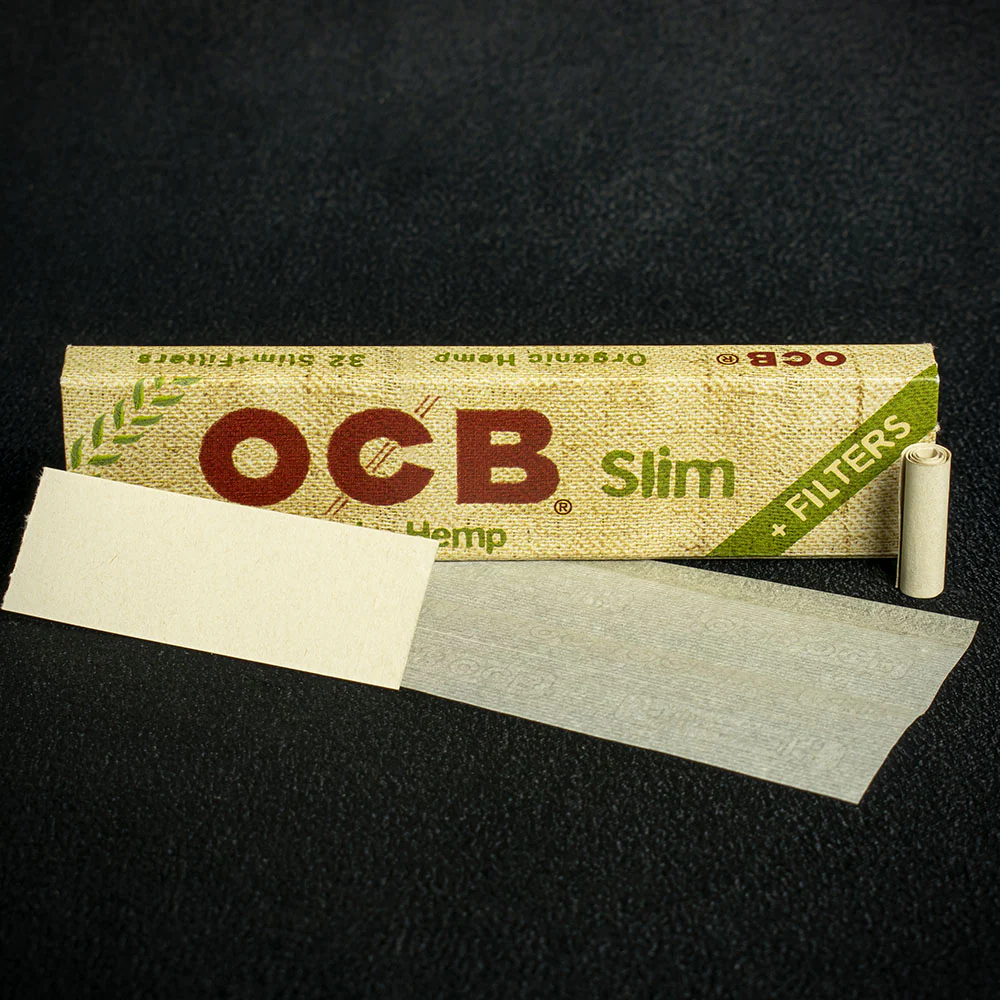OCB Kingsize Slim Organic Hemp Rolling Papers & Tips - Box of 32 - Image 2