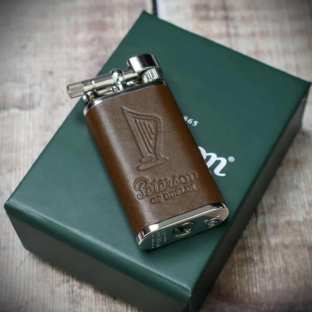 Peterson of Dublin Irish Harp Pipe Lighter - Brown Leather - Image 2