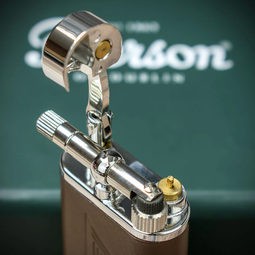 Peterson of Dublin Irish Harp Pipe Lighter - Brown Leather - Image 4