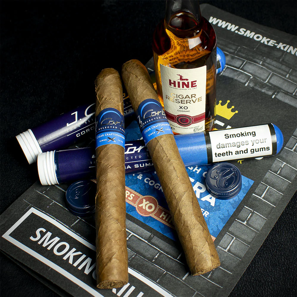 J. Cortes Sumatra Tubed Cigars & Hine Cigar Reserve Cognac 5cl Miniature - Sample Bag - Image 2