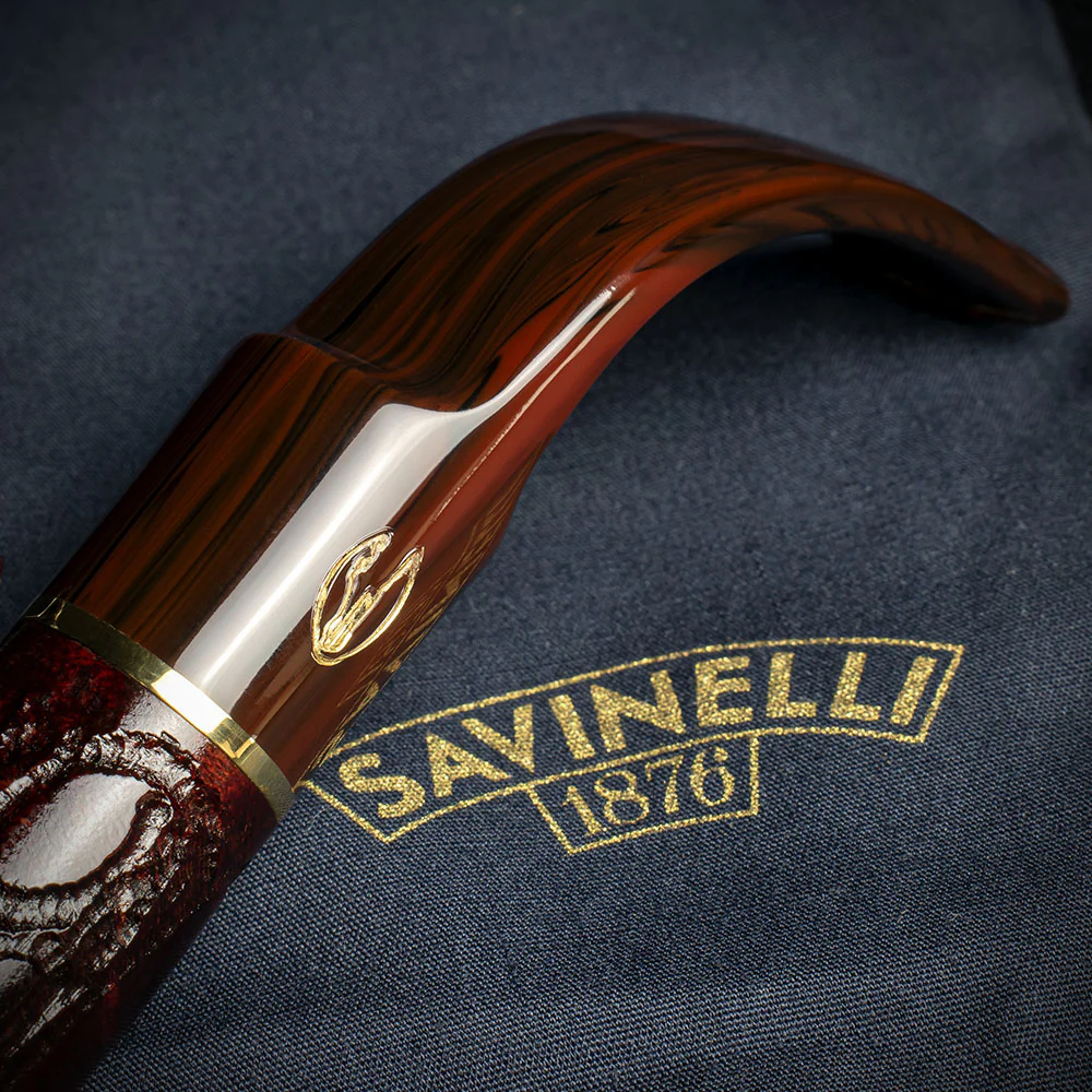 Savinelli Alligator Brown 6mm Briar Smoking Pipe - Shape 614 - Image 6