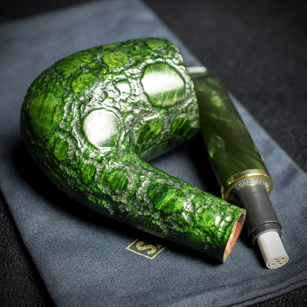 Savinelli Alligator Green 6mm Briar Smoking Pipe - Shape 606 - Image 4