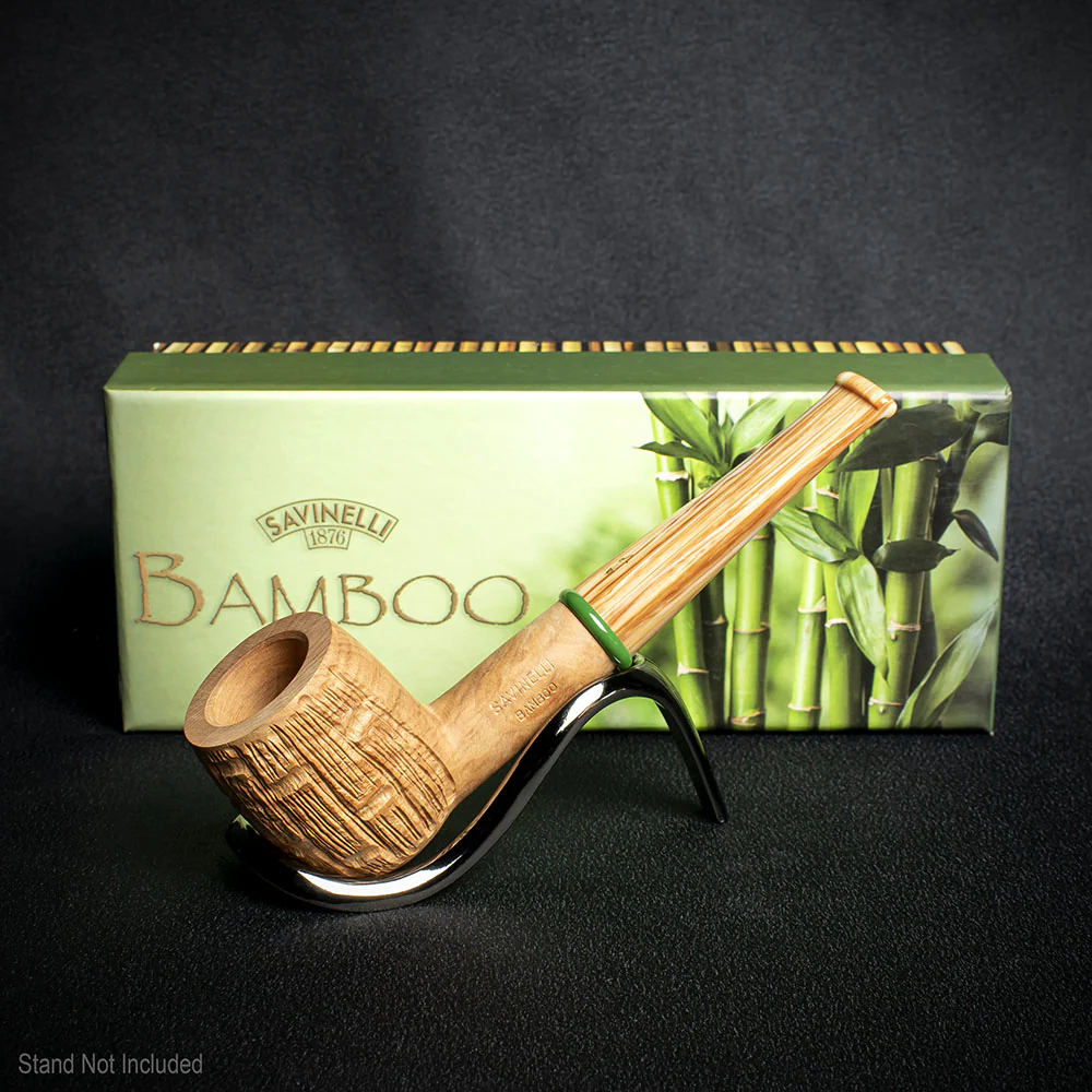 Savinelli Bamboo Rusticated Natural 106 - 6mm Briar Pipe - Image 2