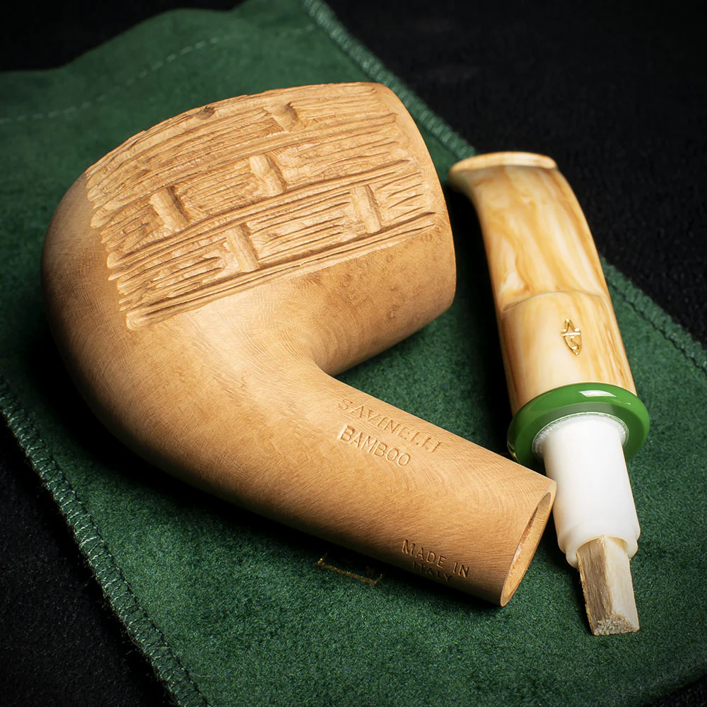 Savinelli Bamboo Rusticated Natural 607 - 6mm Briar Pipe - Image 4