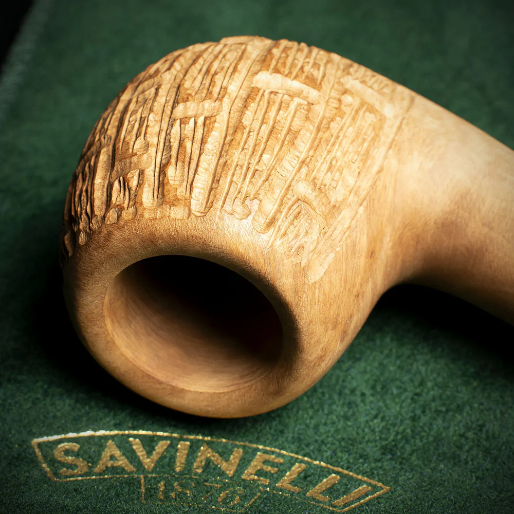 Savinelli Bamboo Rusticated Natural 626 - 6mm Briar Pipe - Image 5