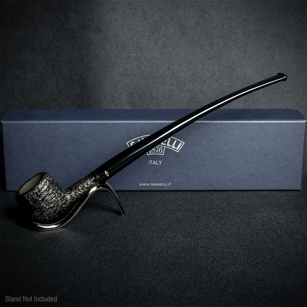 Savinelli Black Rusticated Churchwarden Briar Pipe - 901 6mm - Image 2