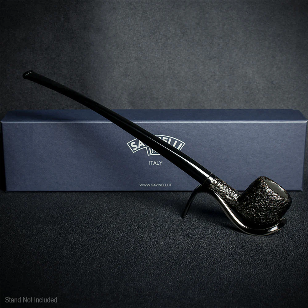 Savinelli Black Rusticated Churchwarden Briar Pipe - 901 6mm - Image 3