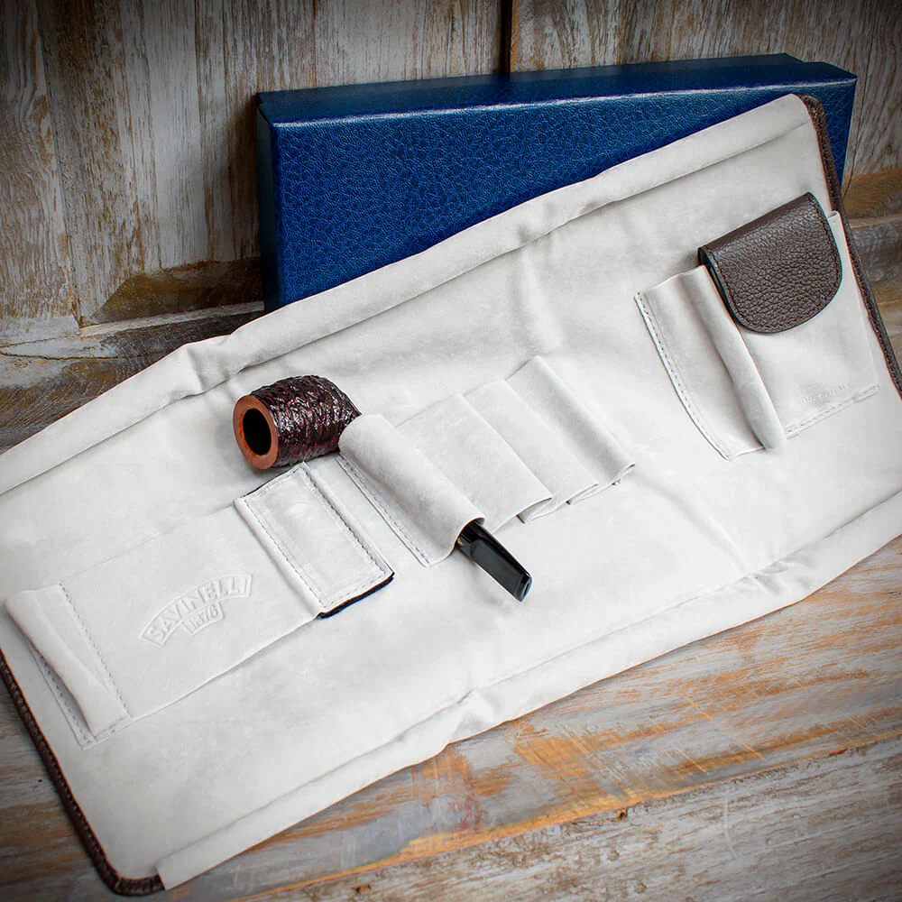 Savinelli Brown Leather Travel Pipe Bag - Image 2