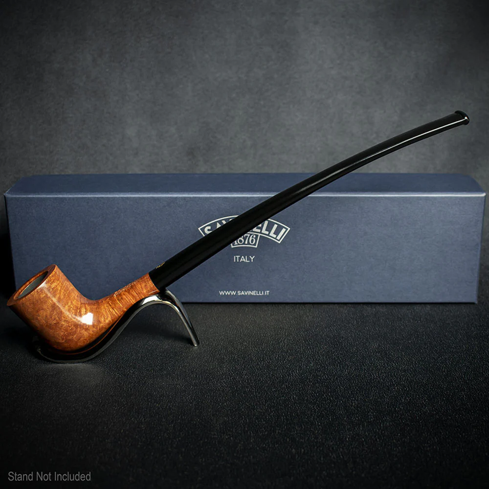 Savinelli Brown Smooth Churchwarden Briar Pipe - Shape 404 - Image 2