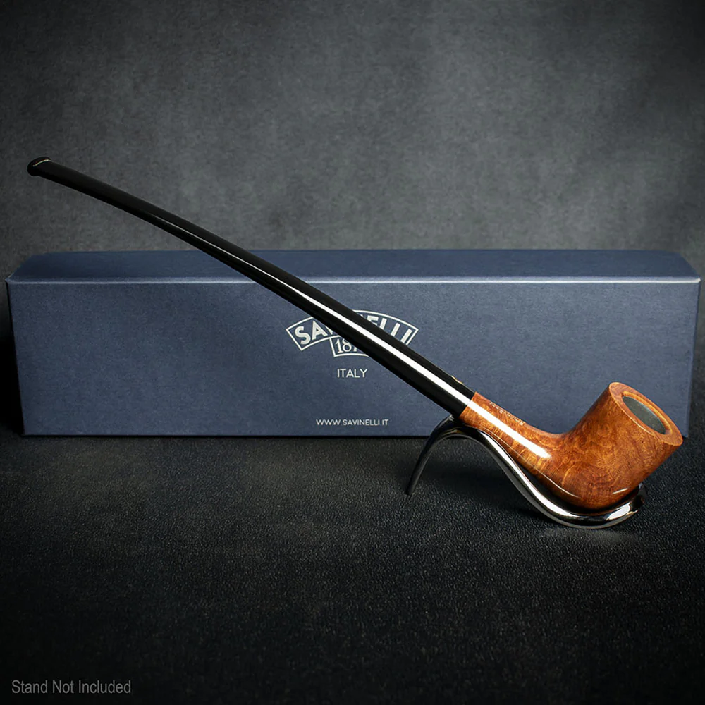 Savinelli Brown Smooth Churchwarden Briar Pipe - Shape 404 - Image 3