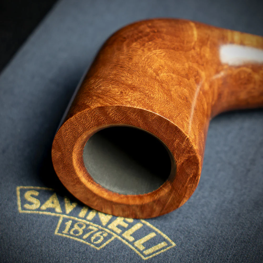 Savinelli Brown Smooth Churchwarden Briar Pipe - Shape 404 - Image 5