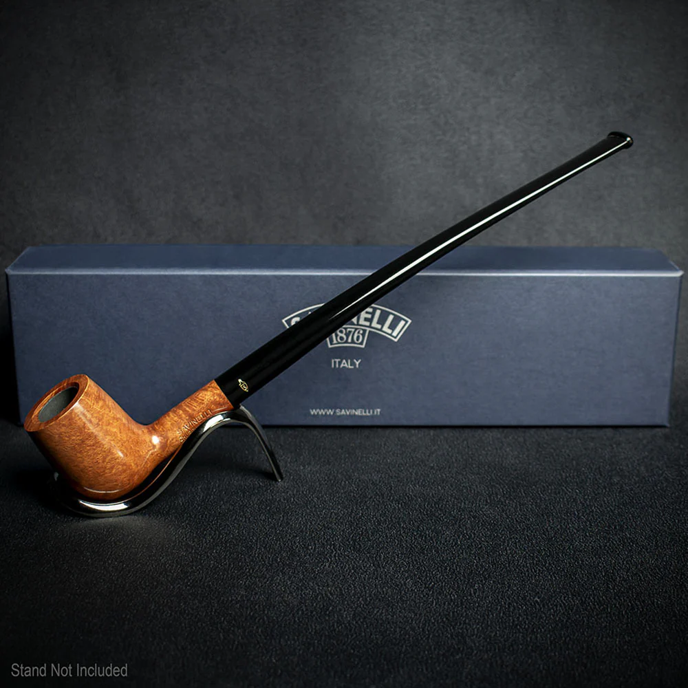 Savinelli Brown Smooth Churchwarden Briar Pipe - Shape 104 - Image 2
