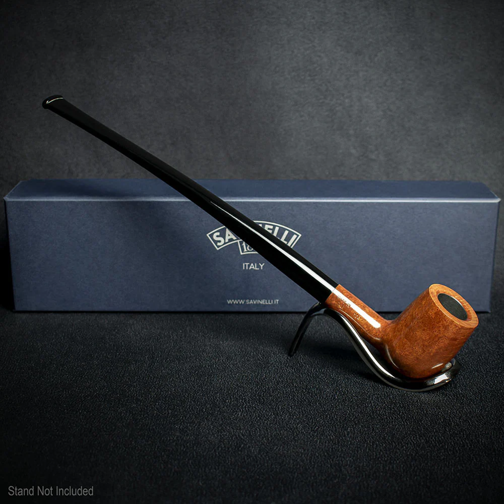 Savinelli Brown Smooth Churchwarden Briar Pipe - Shape 104 - Image 3