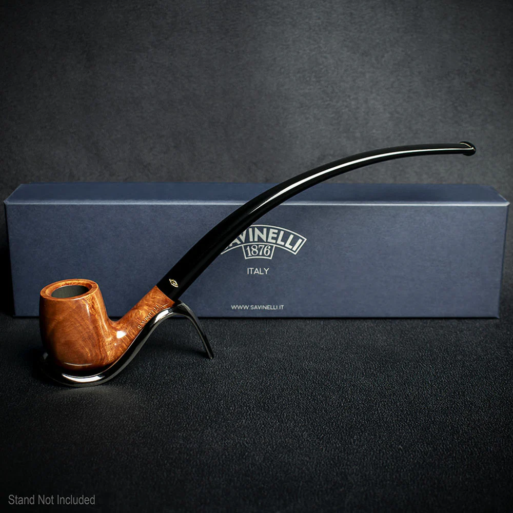 Savinelli Brown Smooth Churchwarden Briar Pipe - Shape 601 - Image 2