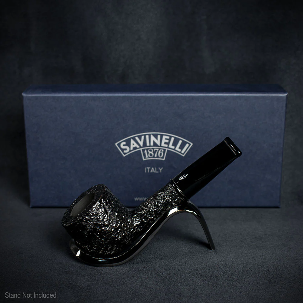 Savinelli Mini - Black Rusticated Briar Smoking Pipe - Shape 128 (6mm) - Image 2