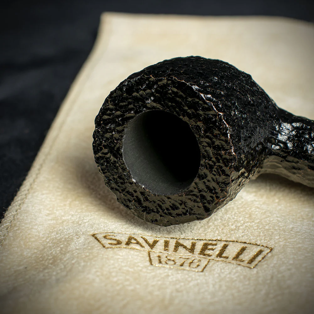 Savinelli Mini - Black Rusticated Briar Smoking Pipe - Shape 128 (6mm) - Image 5