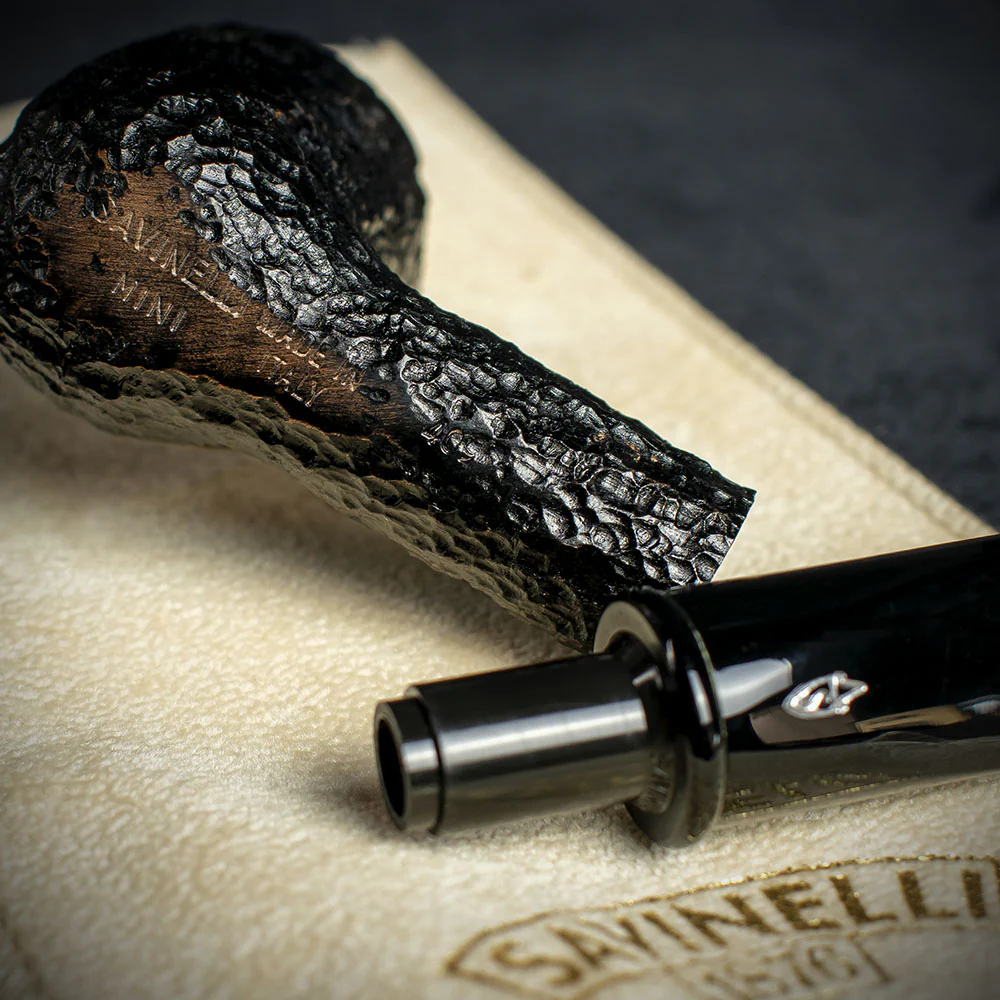 Savinelli Mini - Black Rusticated Briar Smoking Pipe - Shape 409 (6mm) - Image 4