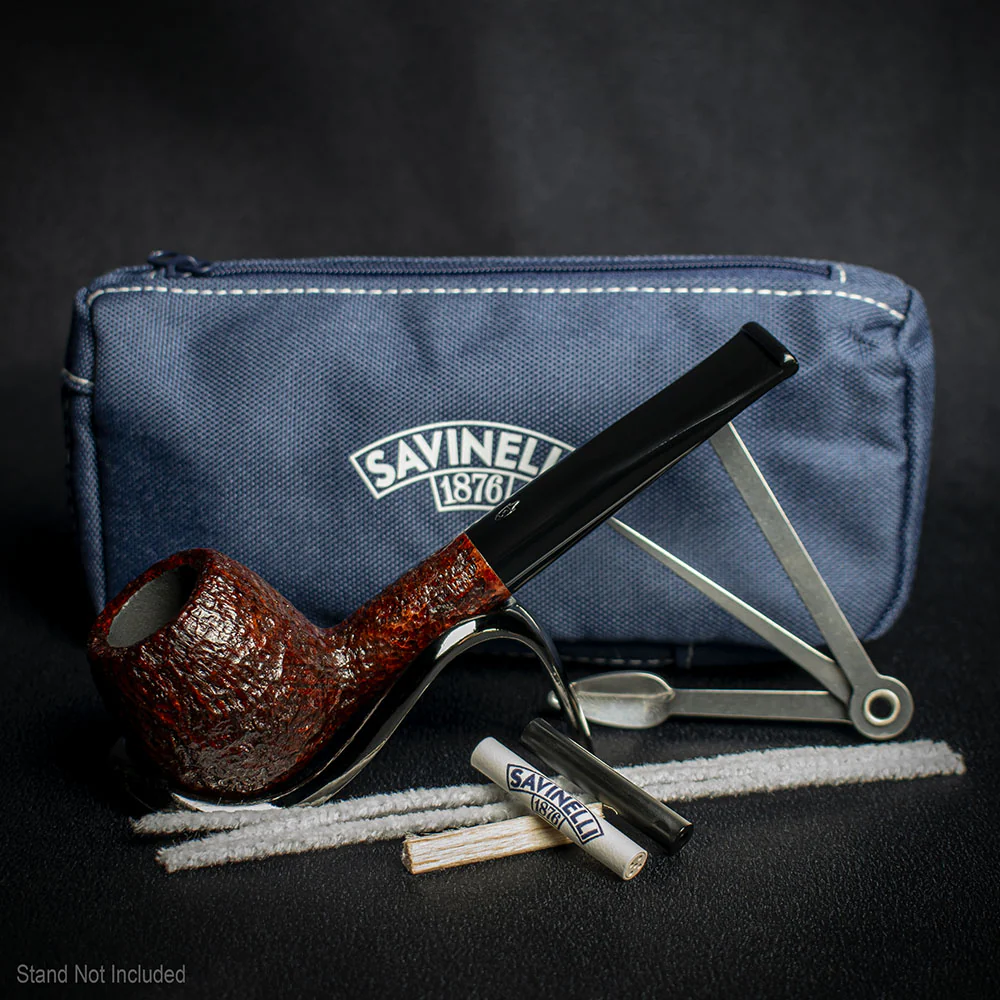 Savinelli One Rustic Dark Brown Briar Pipe Starter Kit 207 - Image 2