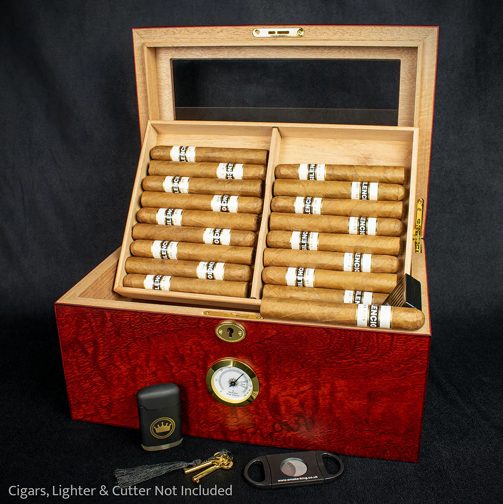 Sikarlan Burbinga Veneer Humidor With Glass Top - 100 Cigars - Image 3