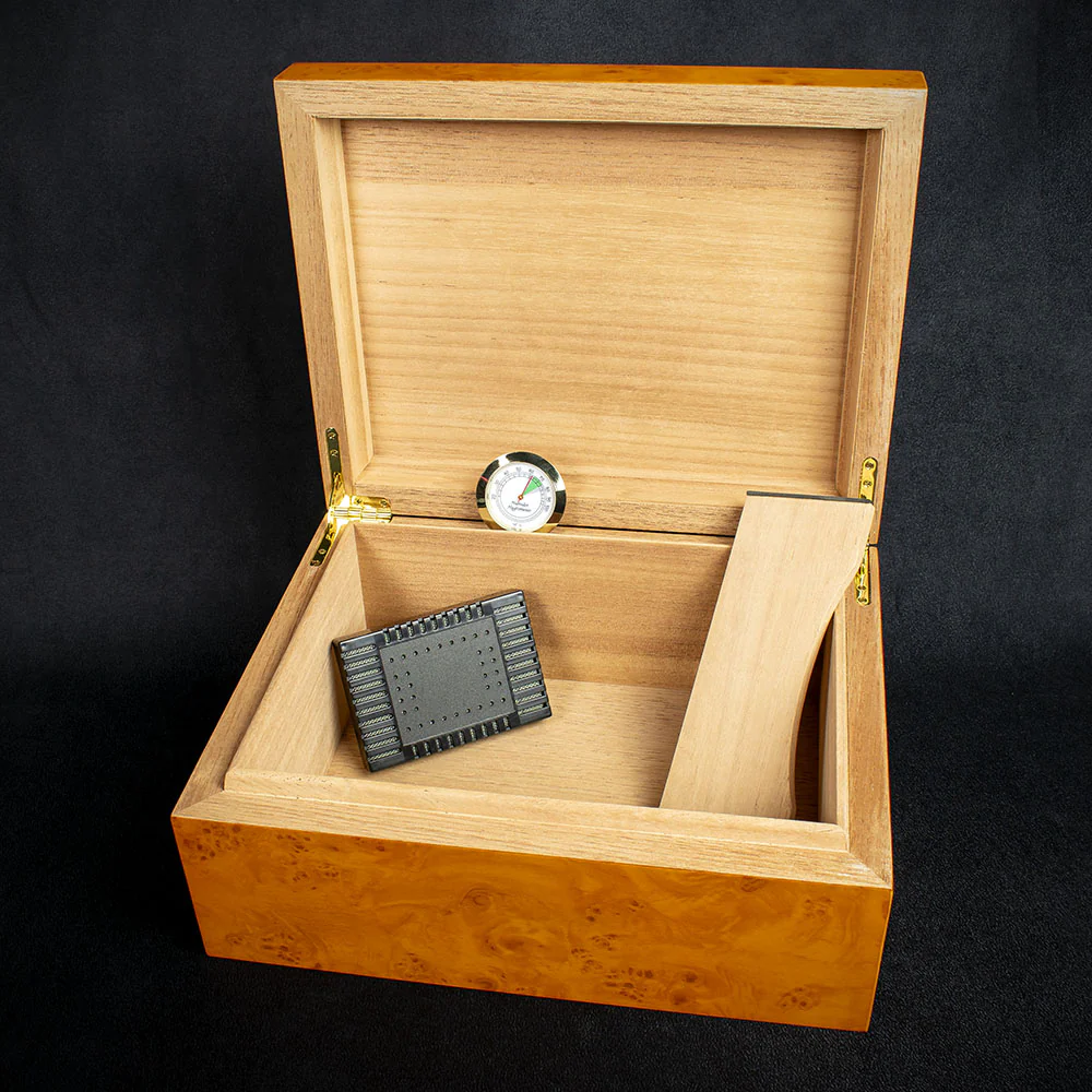 Sikarlan Burl Wood Veneer Humidor - 40 Cigars - Image 2