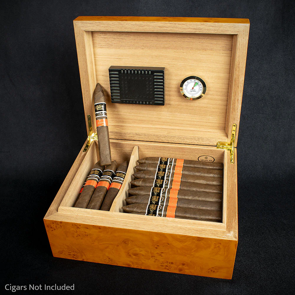Sikarlan Burl Wood Veneer Humidor - 40 Cigars - Image 3