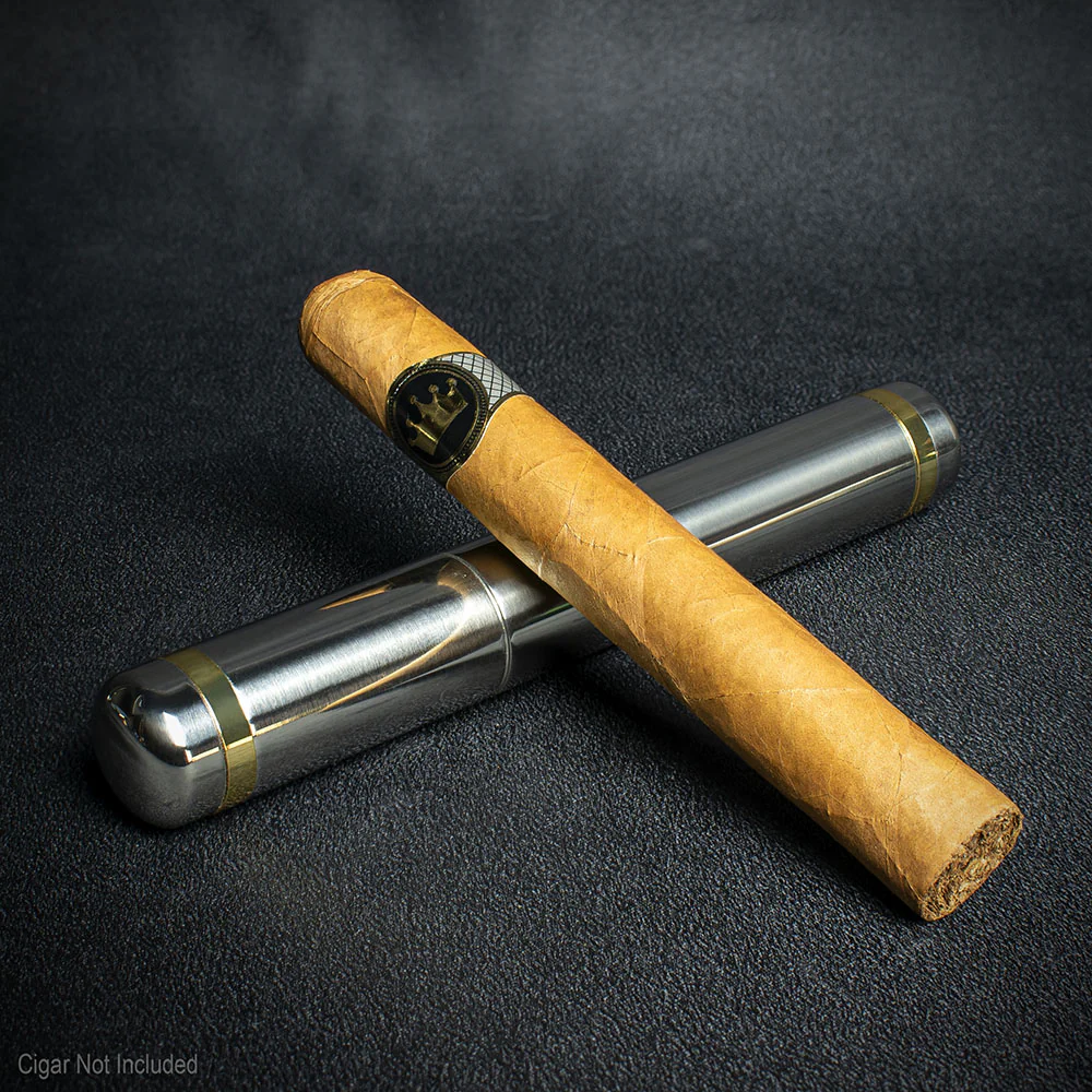 Single Cigar Tube - Polished Chrome Finish - Image 2