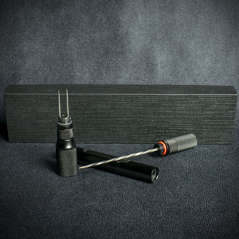Black Titanium Cigar Drill Spike Nubber & Double Punch - Draw Enhancer Tool - Image 2