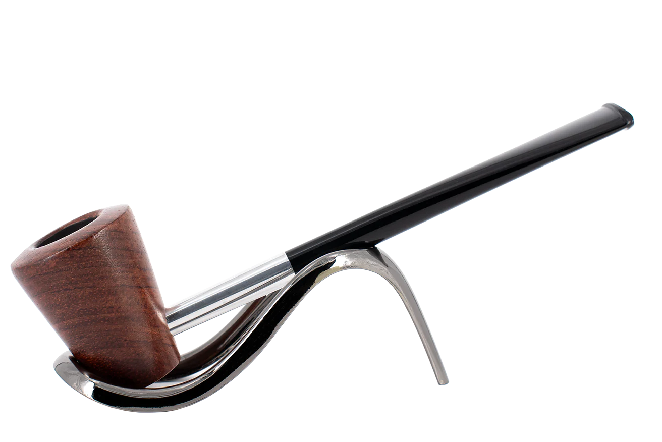 Smoke-King Metal Pipe Brown Poa Rosa Wood Cone Shape Bowl