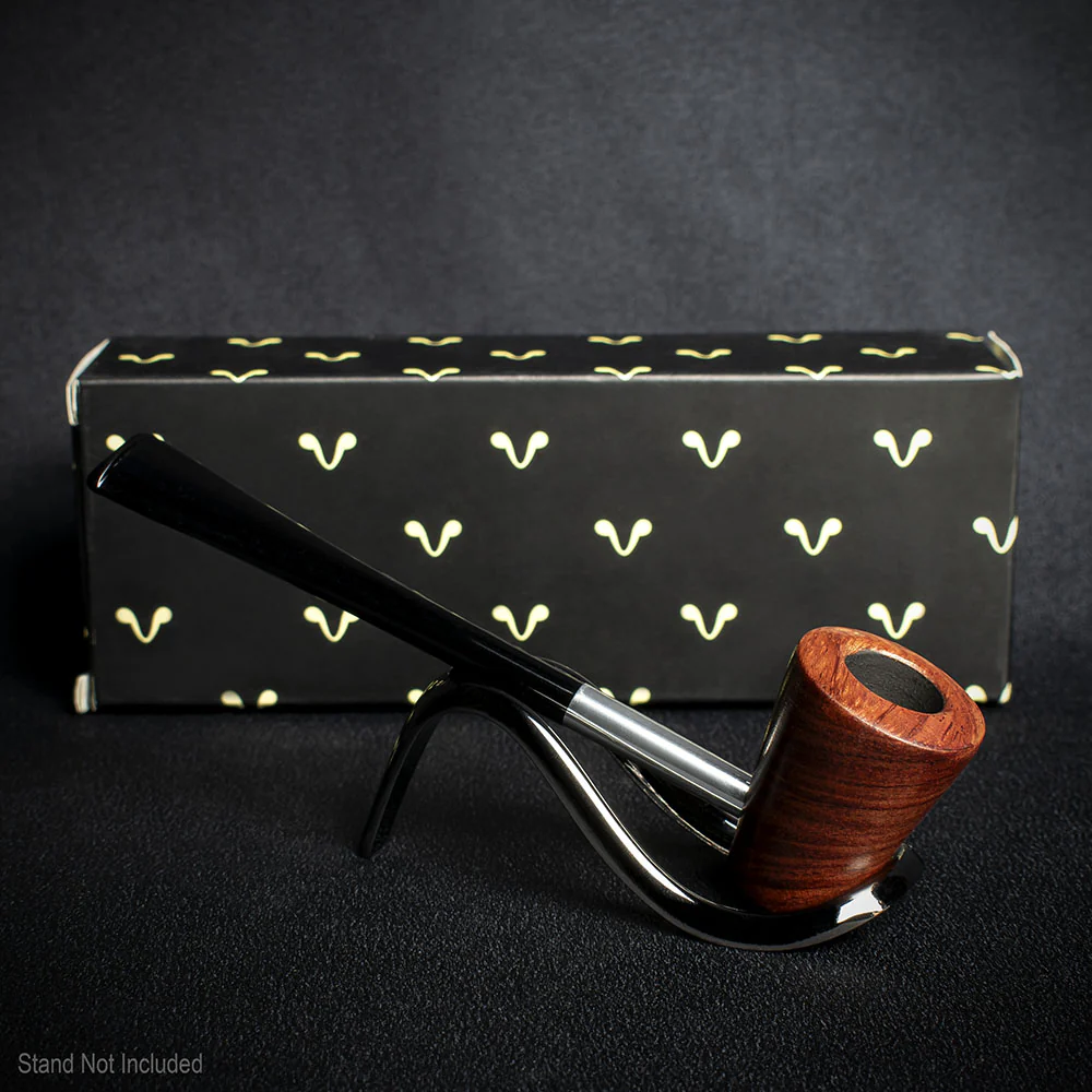Smoke-King Metal Pipe Brown Poa Rosa Wood Cone Shape Bowl - Image 3