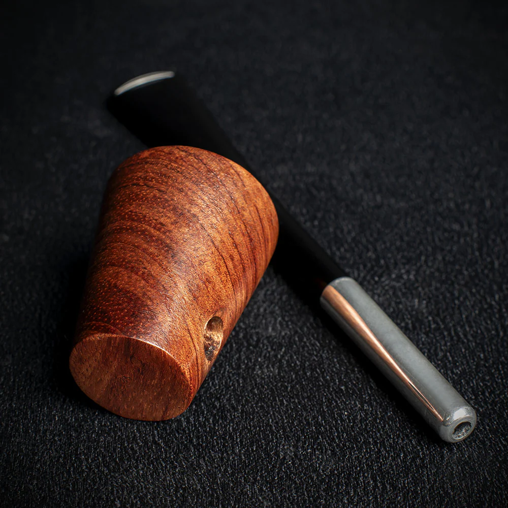 Smoke-King Metal Pipe Brown Poa Rosa Wood Cone Shape Bowl - Image 4