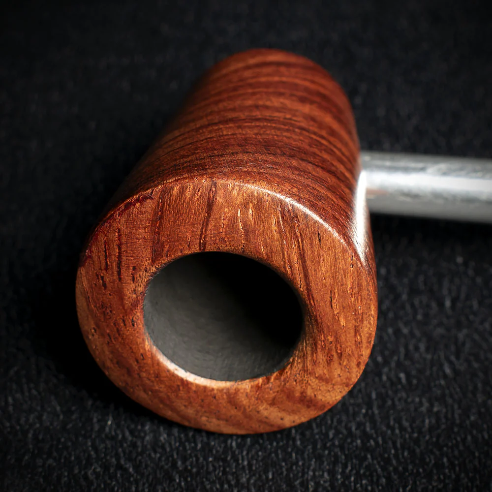 Smoke-King Metal Pipe Brown Poa Rosa Wood Cone Shape Bowl - Image 5